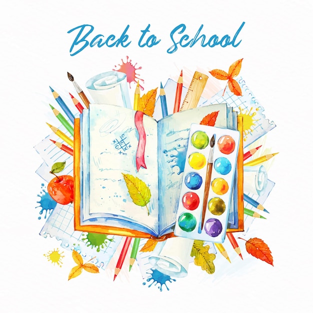 Watercolor back to school wallpaper