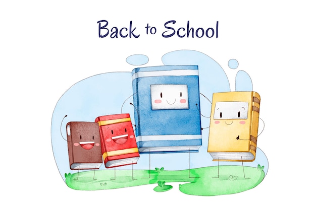 Watercolor background back to school