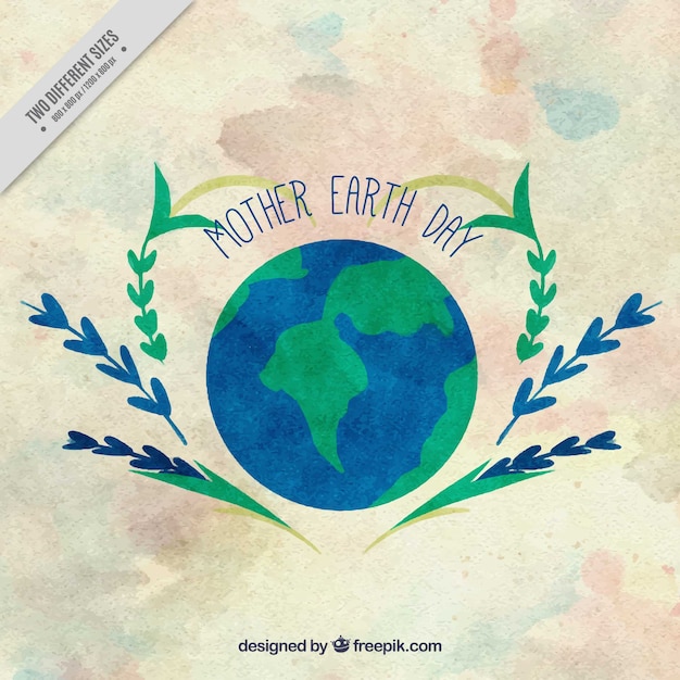 Free vector watercolor background of earth day with natural elements