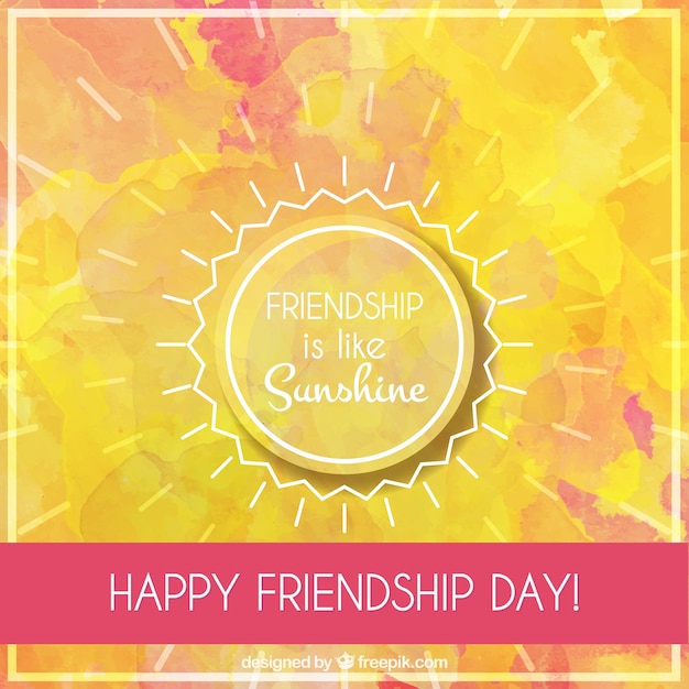 Free vector watercolor background of friendship day with a sun