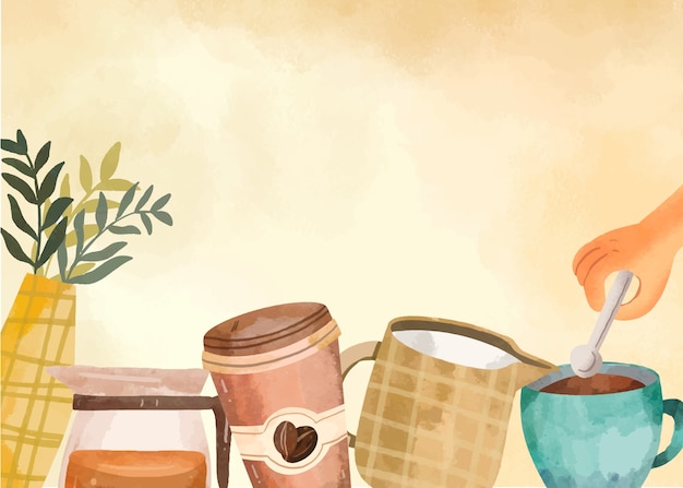 Free vector watercolor background for international coffee day celebration