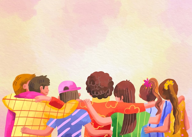 Free Vector watercolor background for international friendship day celebration