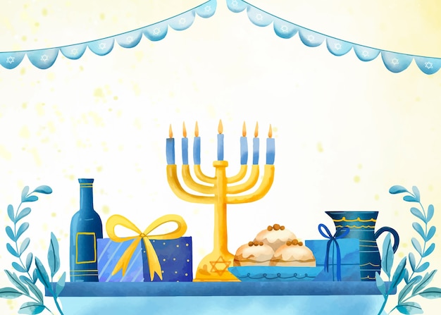 Free Vector watercolor background for jewish hanukkah celebration