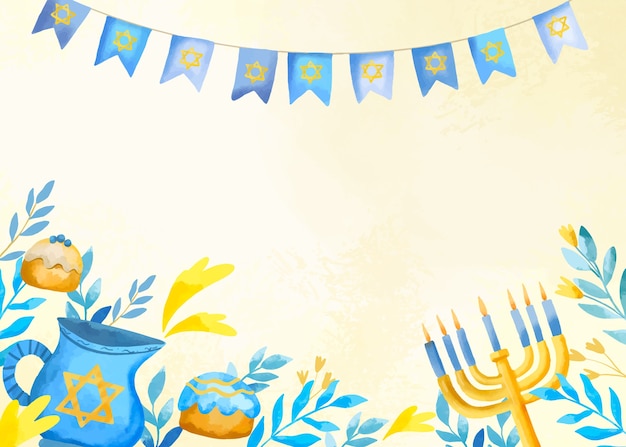 Free Vector watercolor background for jewish hanukkah celebration