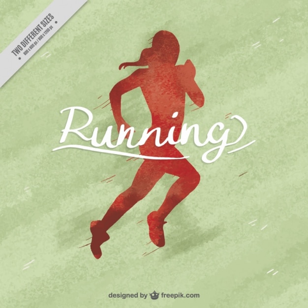 Free Vector watercolor background of red woman running silhouette 