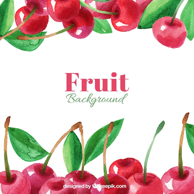 Free Vector watercolor background of tasty cherries