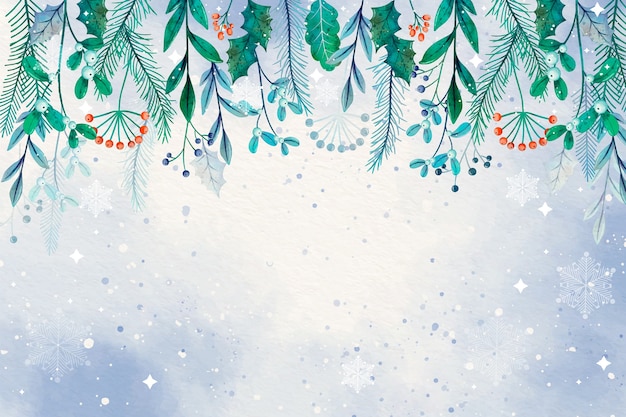 Watercolor background for wintertime season