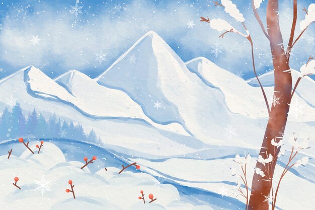 Watercolor background for wintertime season