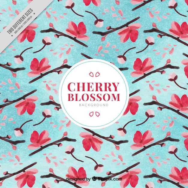 Free Vector watercolor background with cherry blossoms