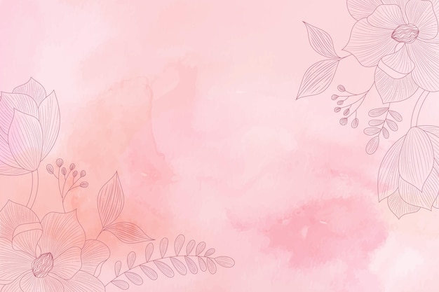 Watercolor background with hand drawn elements