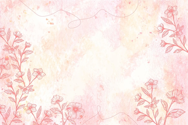 Watercolor background with hand drawn elements