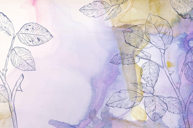 Watercolor background with hand drawn elements