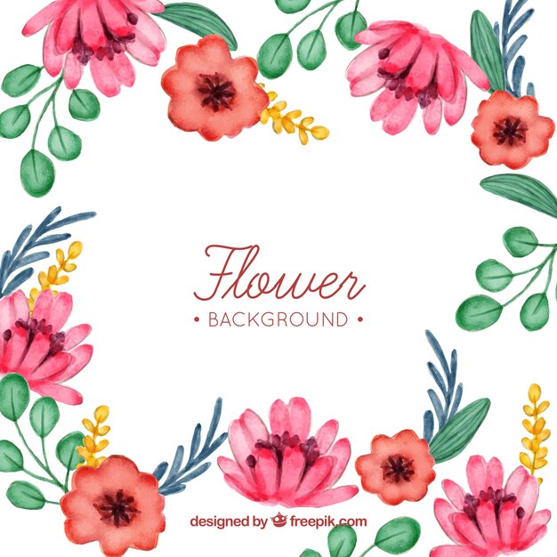 Watercolor background with lovely flowers