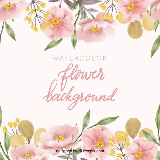 Watercolor background with lovely flowers