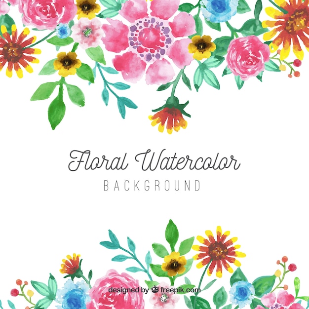 Watercolor background with lovely flowers