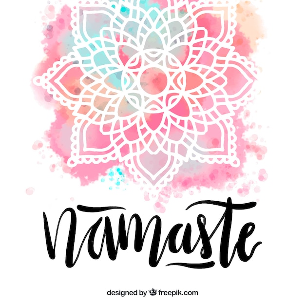 Free Vector watercolor background with mandala and "namaste" word 