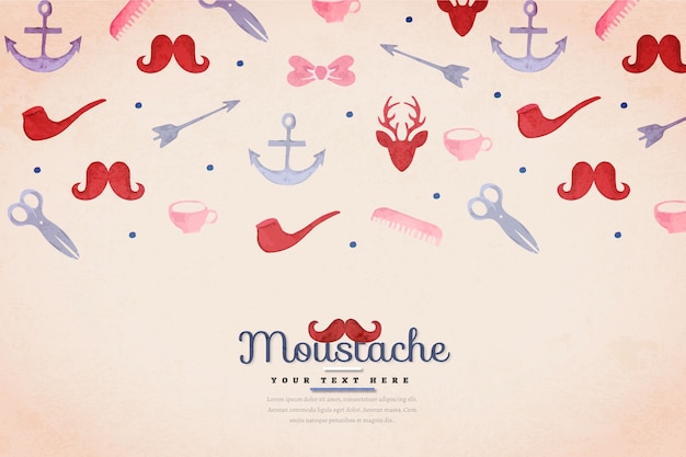 Watercolor background with movember elements