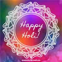 Free vector watercolor background with white mandala for holi festival