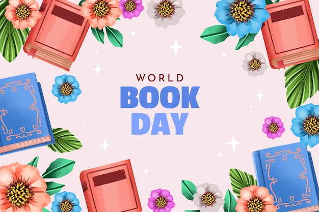 Free Vector watercolor background for world book day celebration