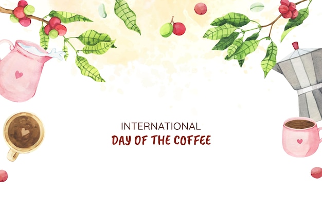 Free vector watercolor background for world coffee day celebration