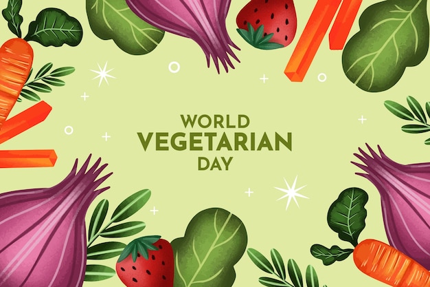 Free Vector watercolor background for world vegetarian day