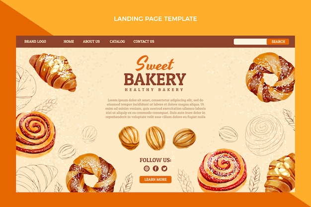 Free Vector watercolor bakery landing page template