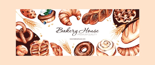 Free Vector watercolor bakery shop facebook cover