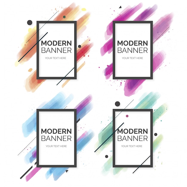 Free vector watercolor banner collection