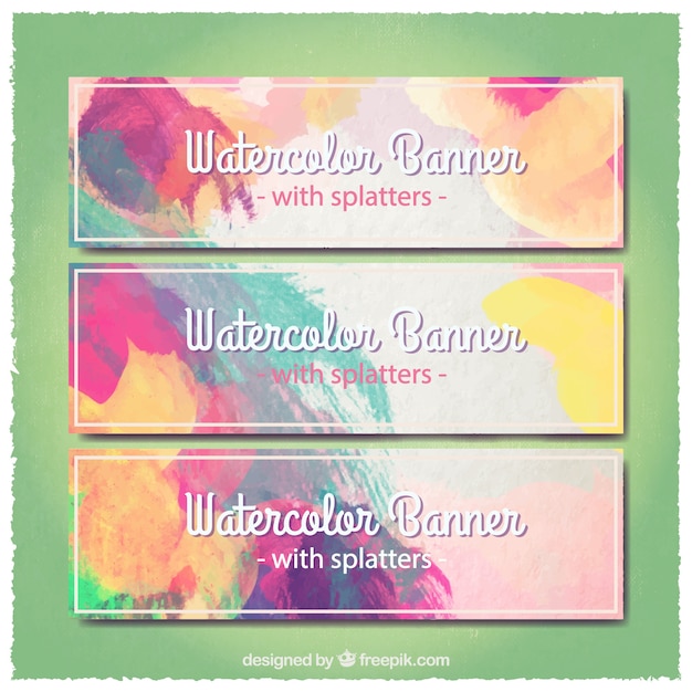 Free vector watercolor banners in hand painted style