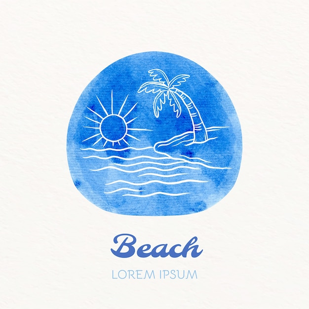 Watercolor beach logo template