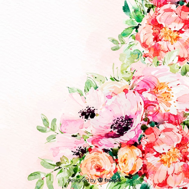 Free Vector watercolor beautiful flowers colorful background