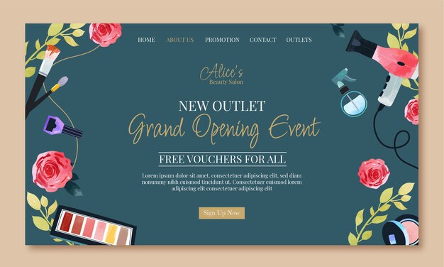 Watercolor beauty salon landing page