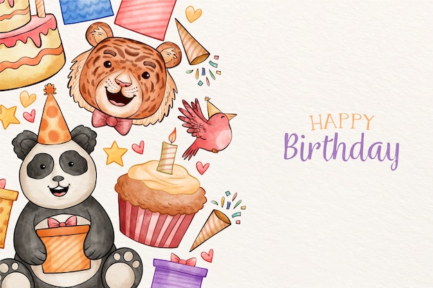 Watercolor birthday background design