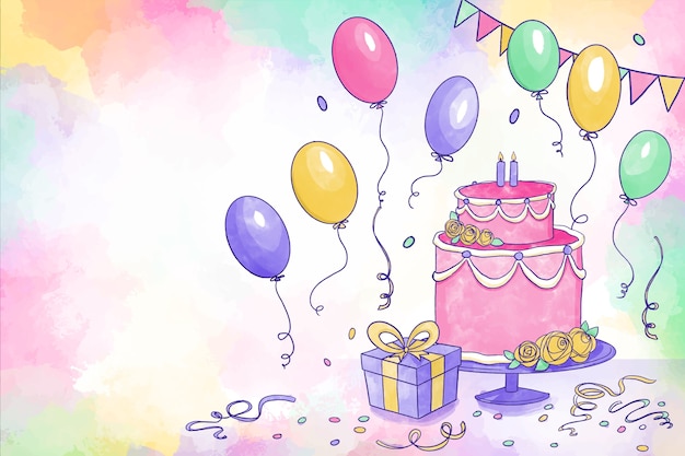 Watercolor birthday background