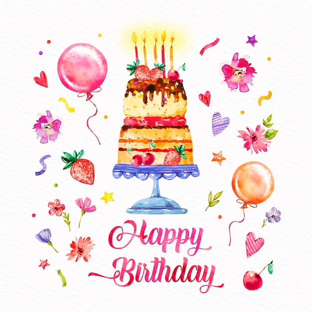 Watercolor birthday background