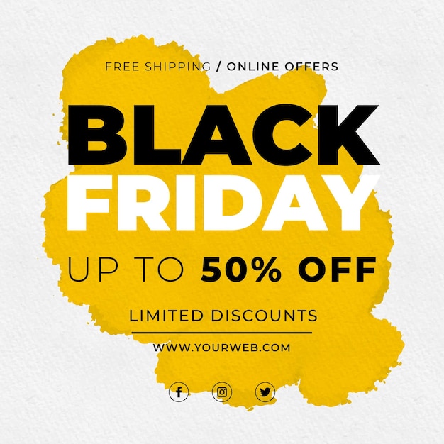 Watercolor Black Friday Sale with yellow stain