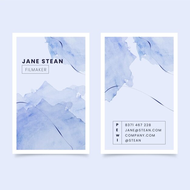 Watercolor blue business card template