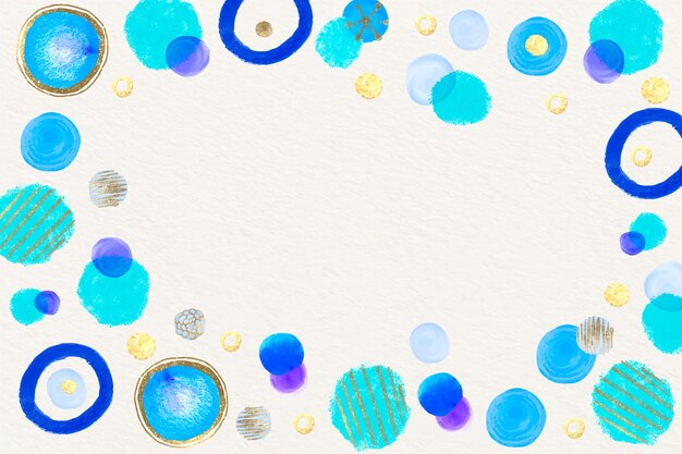 Watercolor blue dots frame background