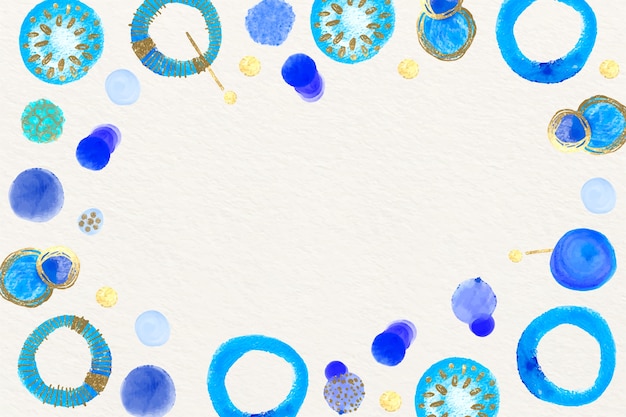 Watercolor blue dots frame background