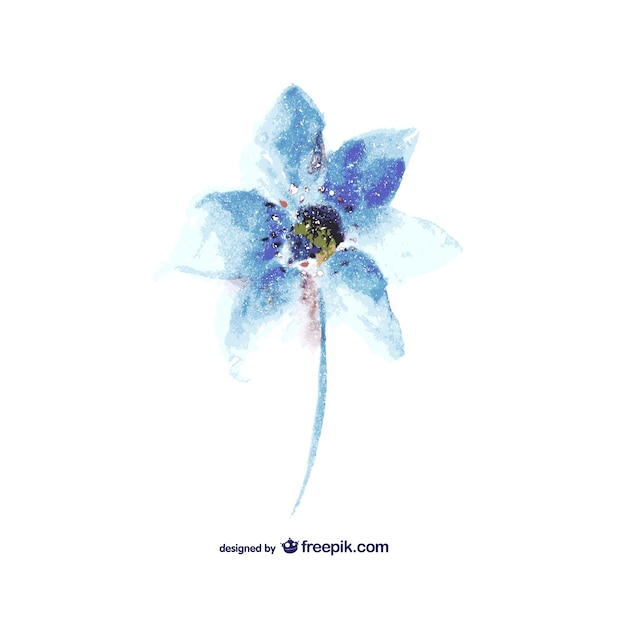 Watercolor blue flower