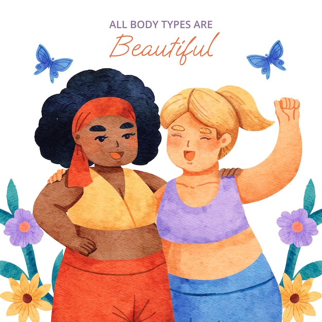 Free Vector watercolor body positive illustration