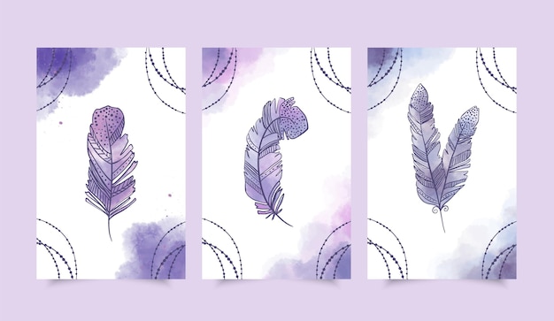 Free Vector watercolor boho covers pack