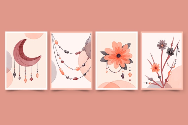 Free Vector watercolor boho covers pack