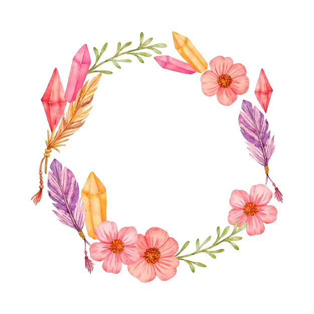 Watercolor boho frame design