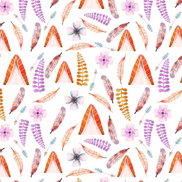 Free Vector watercolor boho pattern design