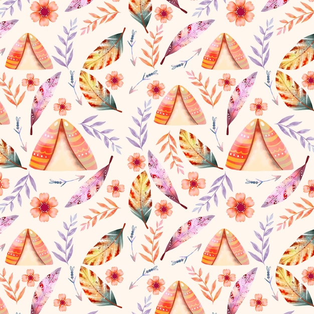 Watercolor boho pattern design