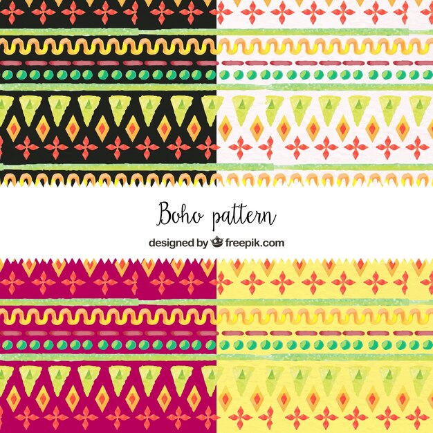 Watercolor boho pattern pack