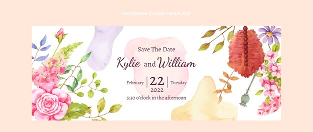 Watercolor boho wedding facebook cover