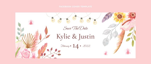 Watercolor boho wedding facebook cover