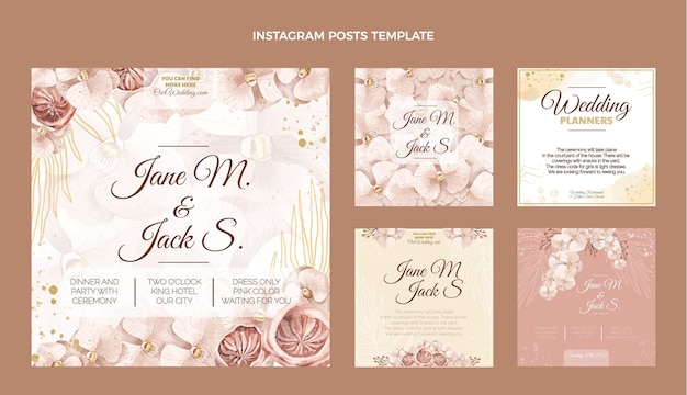 Watercolor boho wedding ig posts